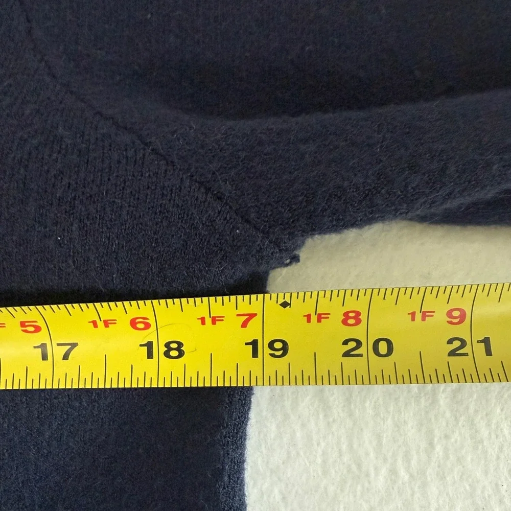Cynthia Rowley Sweater‎ Women L Navy Blue Heart Elbow Patches Long Sleeve